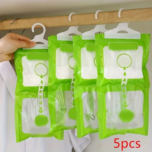 5-Pack EcoDry Non-Electric Hanging Wardrobe Dehumidifier Bags