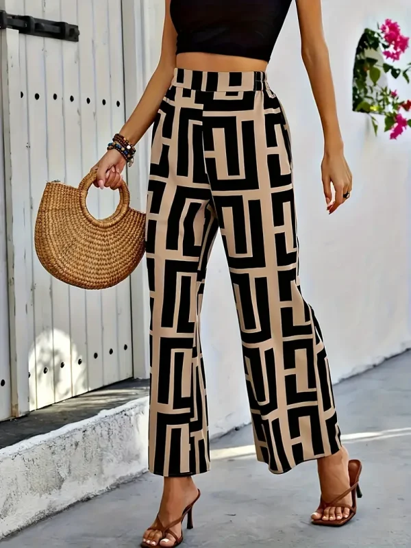 Greek Print Wide Leg Crop Pants