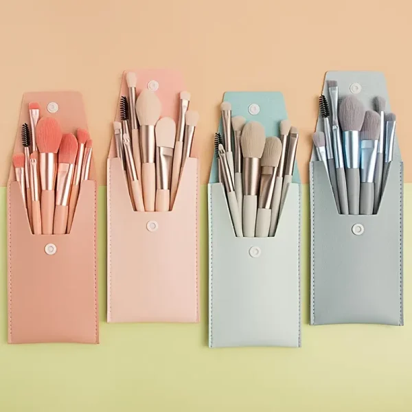 8pcs Portable Mini Makeup Brush Set with Storage Bag