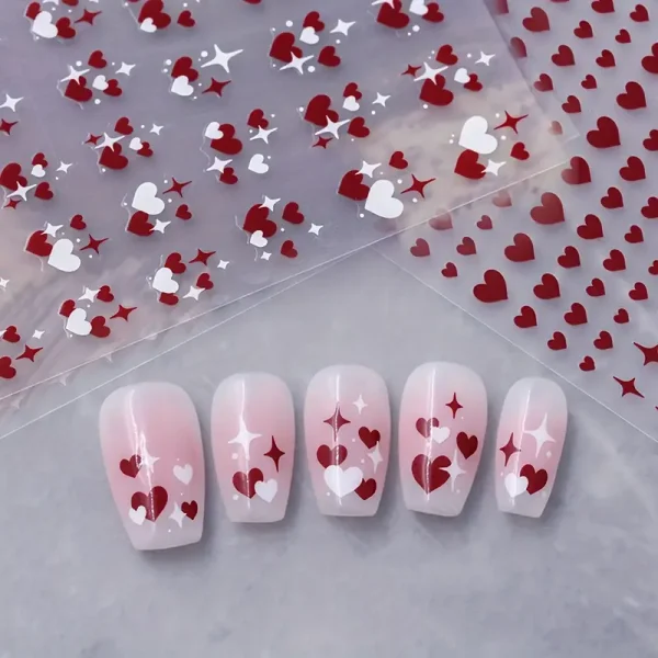 Self-Adhesive Love Heart Nail Stickers for Nail Art Decoration