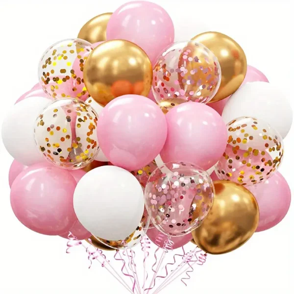 40pcs Pink Gold Confetti Latex Balloon Kit