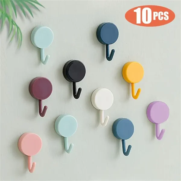 Set of 10 Adhesive Wall Hooks for Keys