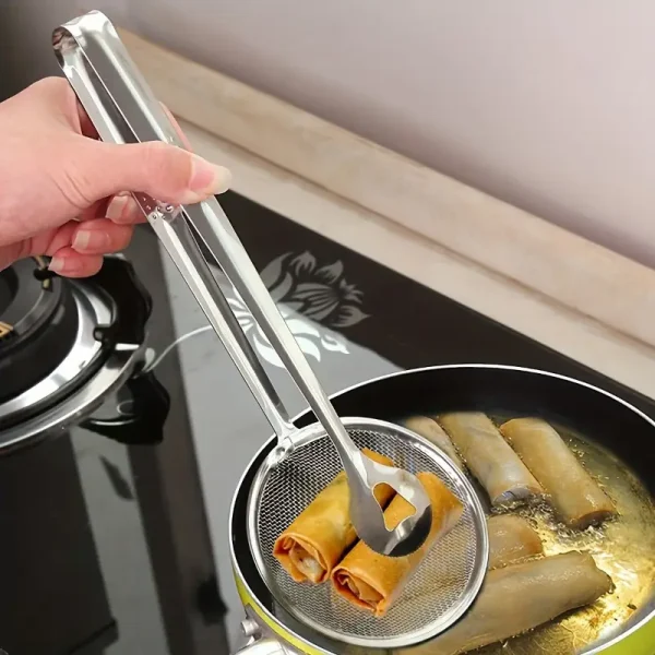 Stainless Steel Fry Tong & Strainer Set