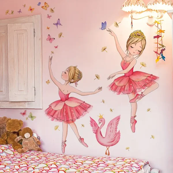 Charming Ballet Swan & Butterfly Wall Decals