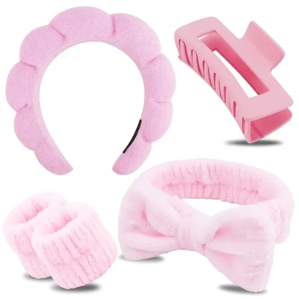 5pcs Pink & Black Beauty Headband Set