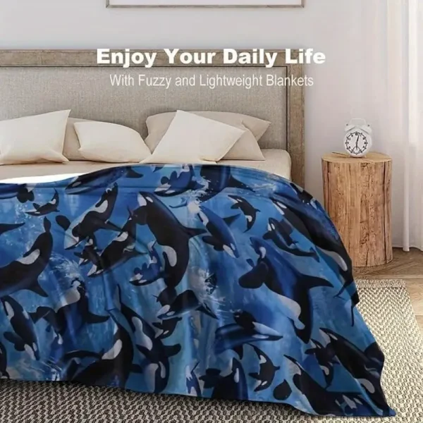 Killer Whale Orca Flannel Throw Blanket