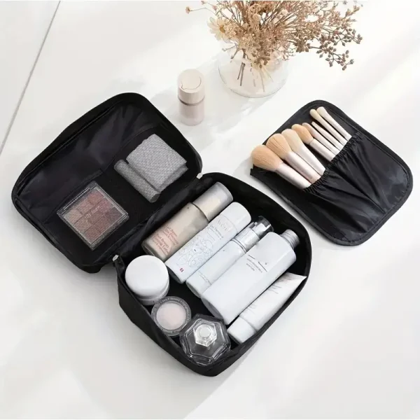 Sleek Black Waterproof Makeup Bag - Image 3