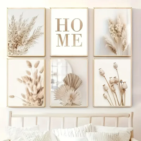 6pcs Beige Canvas Painting Collection