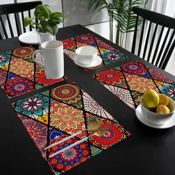 4pcs, Bohemian Mandala Placemat