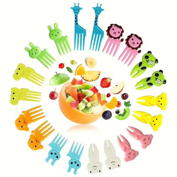 20pcs Random Color Animal Fruit Forks