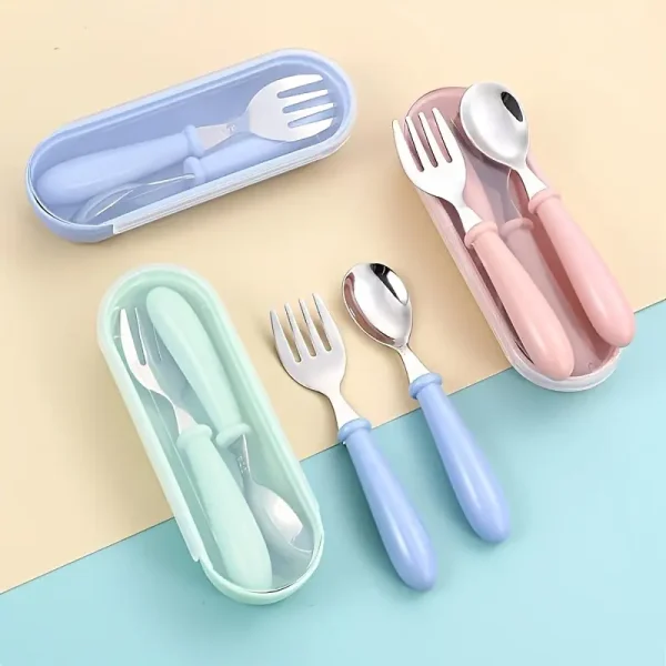 2pcs Cartoon Cute Stainless Steel Cutlery Set