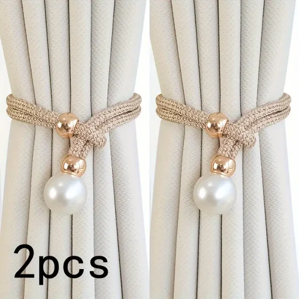 2pcs French Curtain Tiebacks With Faux Pearl Decorations