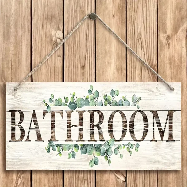 2D Flat Rustic Wooden Bathroom Sign