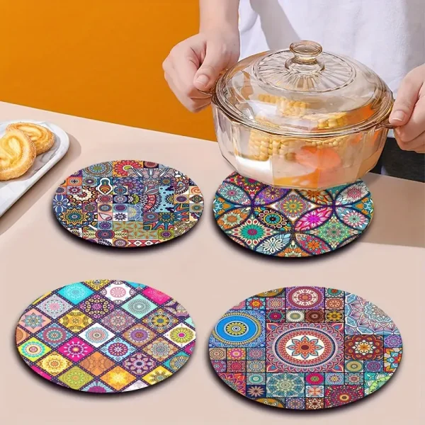 4pcs Mandala Wooden Placemat Set