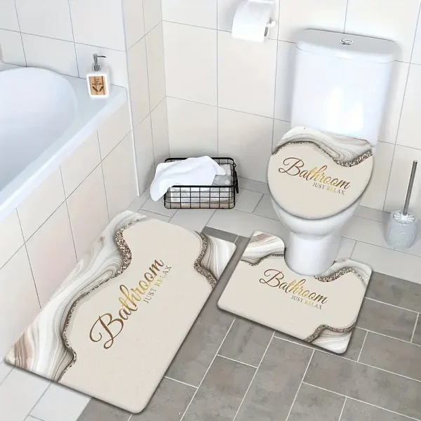 Three-piece bathroom anti-slip mat set