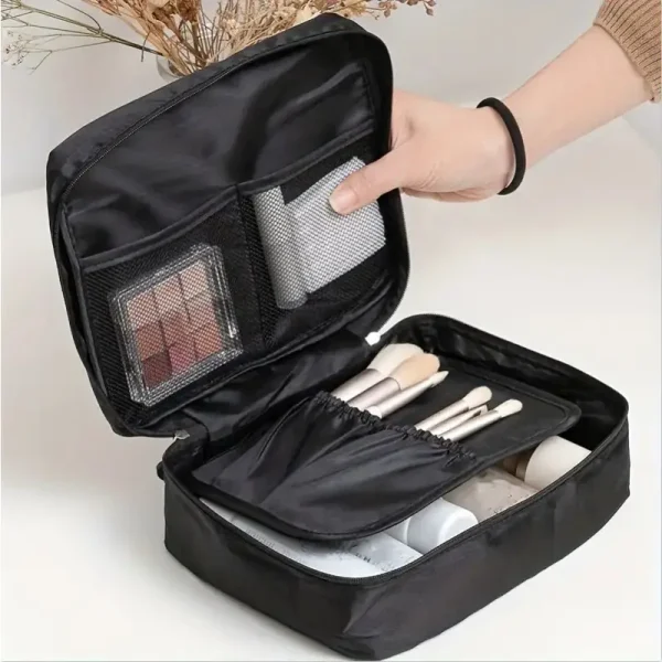 Sleek Black Waterproof Makeup Bag