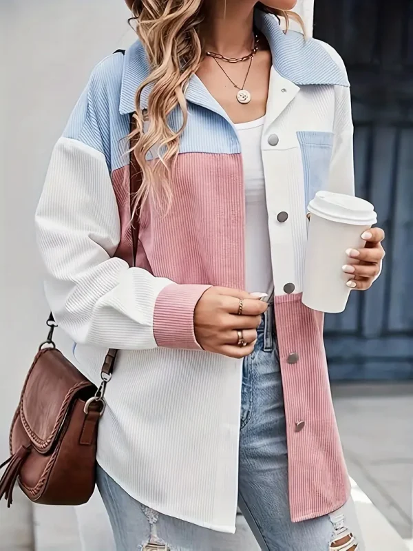 Color Block Drop Shoulder Jacket