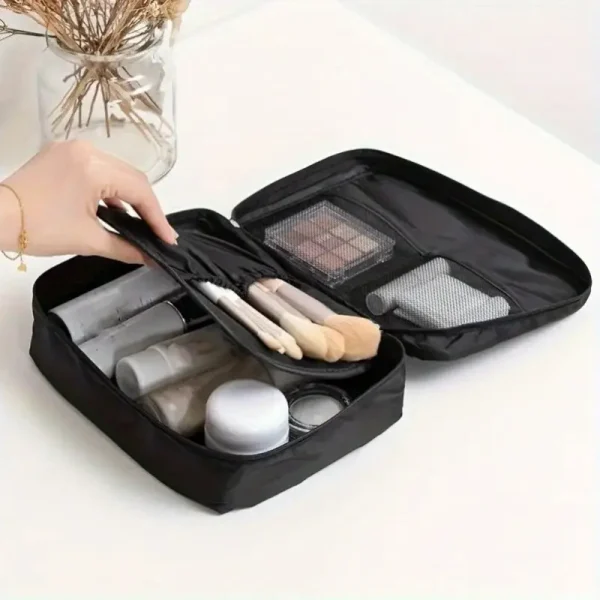 Sleek Black Waterproof Makeup Bag - Image 2