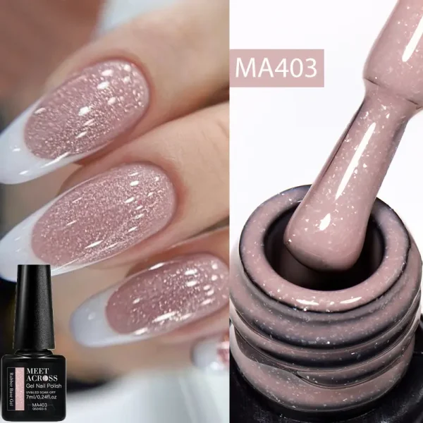 MEET ACROSS 7ml Shimmering Nude Glitter Gel Nail Polish