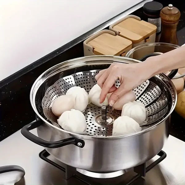 1pc Expandable Stainless Steel Steamer Basket