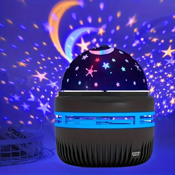 1pc Color Changing Starry Sky/Water Pattern Projection LED Night Light with Rotating Magic Ball