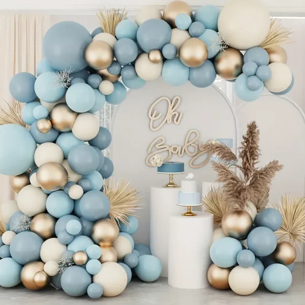 107pcs Blue & Golden Balloon Arch Kit