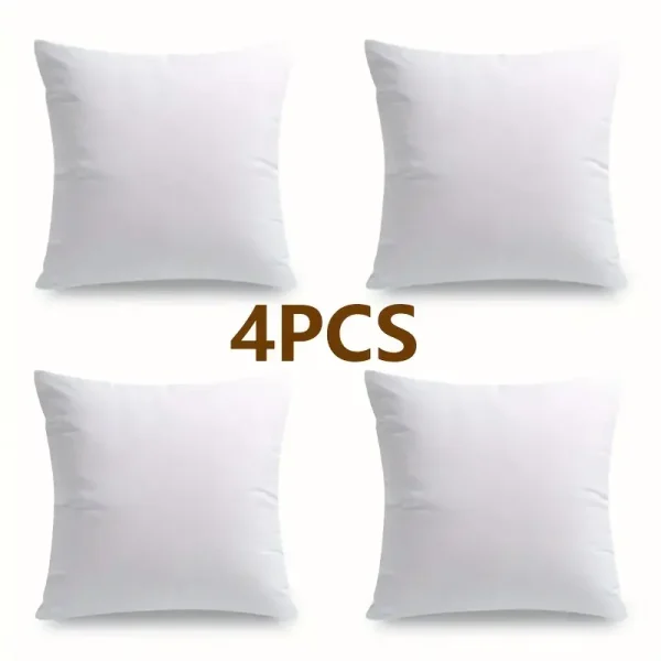 4-Pack Modern White Polyester Throw Pillow Inserts