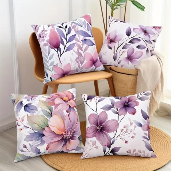 4-Pack Vintage Floral Throw Pillow Covers