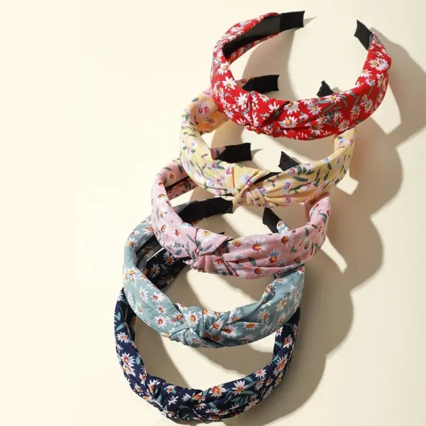 5pcs Vibrant Floral Print Wide Headbands