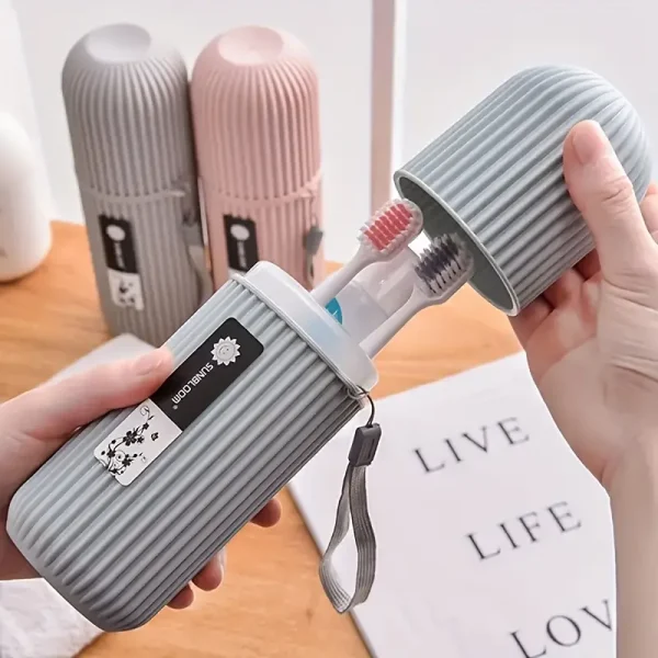 Portable Travel Toothbrush Case with Toothpaste Holder