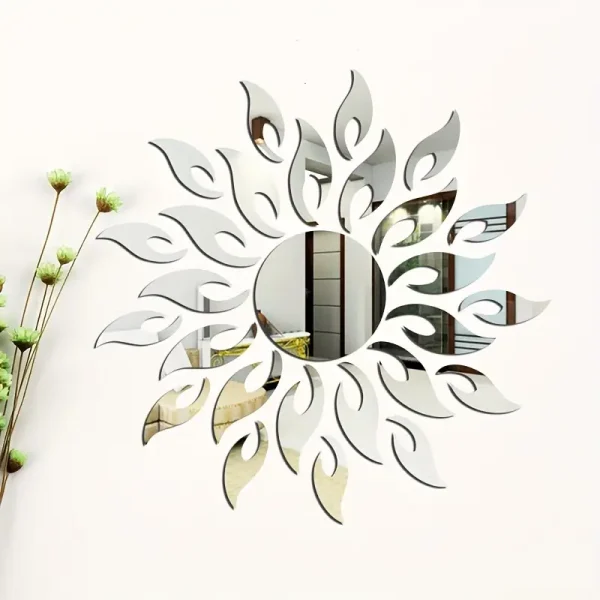 25pcs 3D Silvery Sunflower Acrylic Mirror Wall Sticker