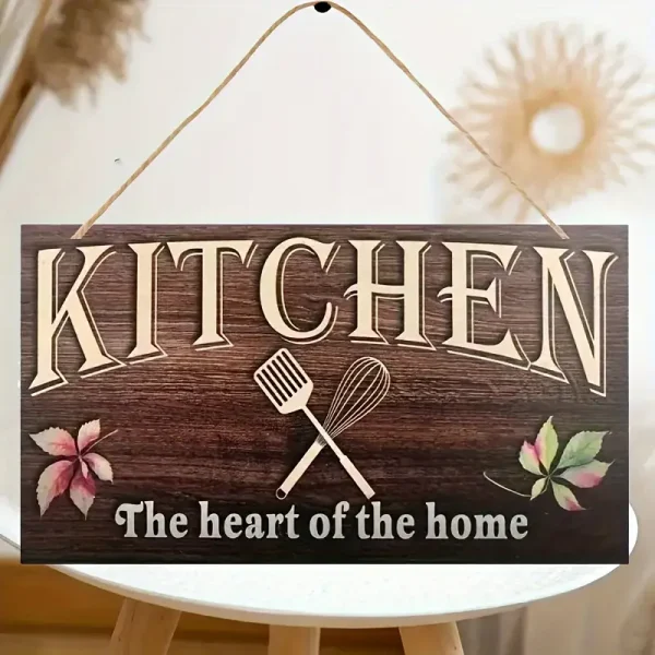 Rustic Wooden "Kitchen - The Heart of the Home" Wall Sign