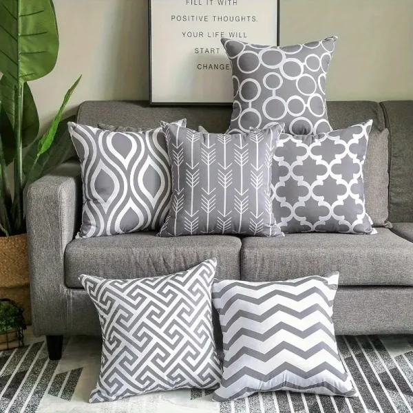 6pcs Modern Geometric Pattern Stripes Wave Decorative Pattern Cushions for Friends Holiday Decoration