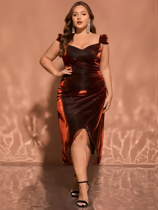 Plus Size Ombre Color Ruched Dress