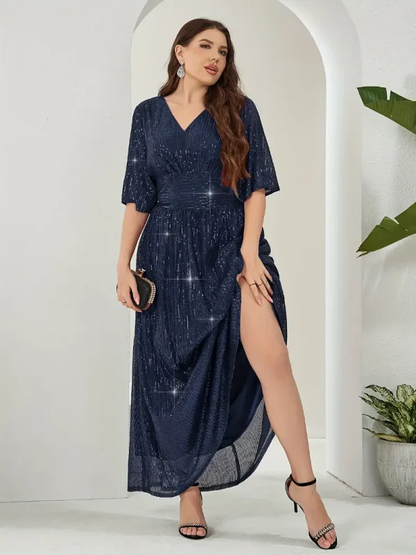 Sparkling Red Sequin V-Neck Maxi Dress