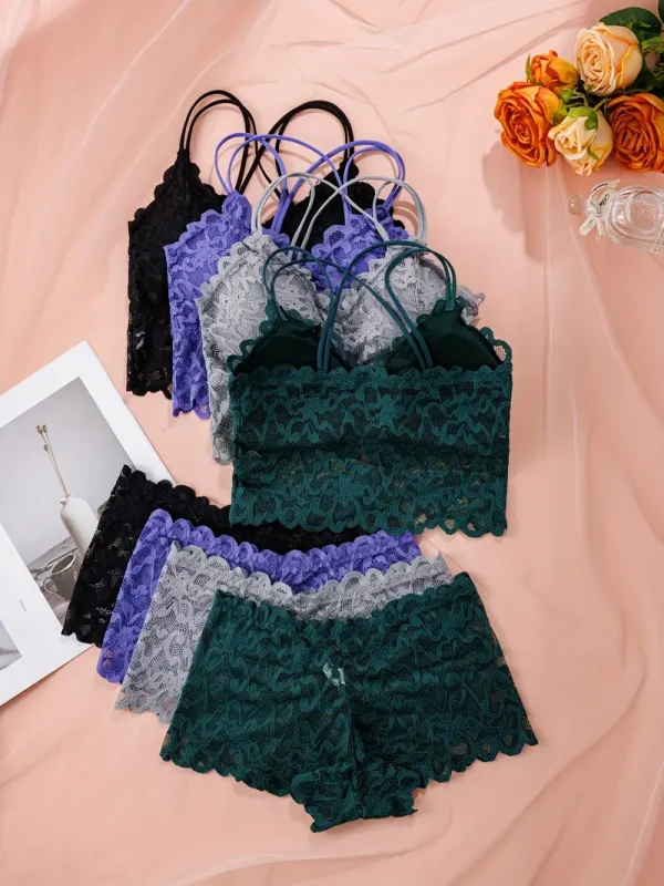 4pcs Set Sexy Comfortable Fashion Casual Lace Women's Underwear Set