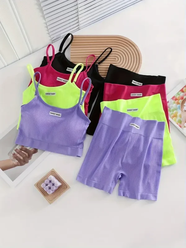 4pcs letter printed bra and underwear set