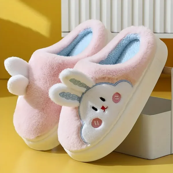 Women's Cute Rabbit Plush Slip-On Slippers