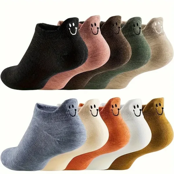10 Pairs Women's Cute joyful Face Ankle Socks