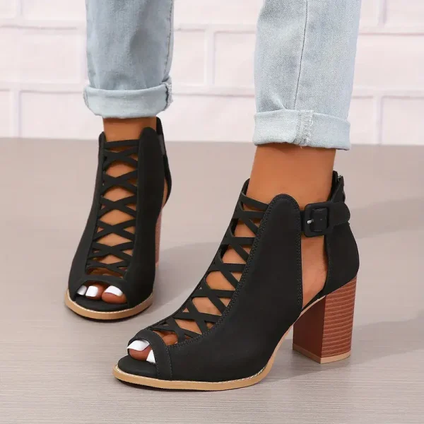 Elegant Women's Brown Faux Cover Ankle Boots
