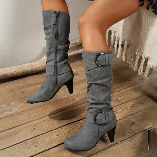 Women's Knee-High Boots with Pointed Toe