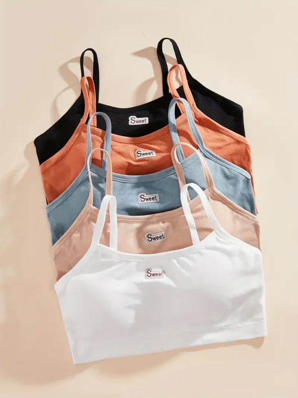 5pcs Sweet Pattern Simple Solid Bra
