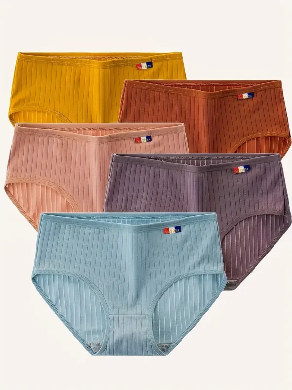 5pcs Women'S High-Waisted Bikini Panties