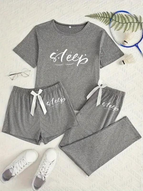 3pcs Women'S Casual Pajama Set