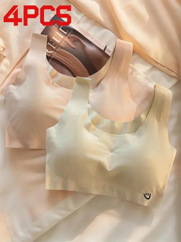 4pcs Women's Seamless Wireless Bras with Removable Pads