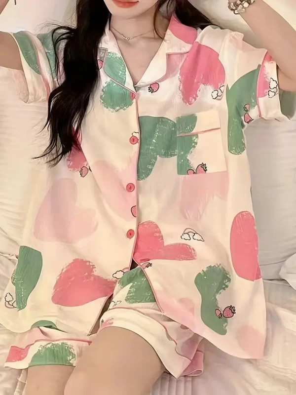 New Summer Pajama Set with a Turnover Collar