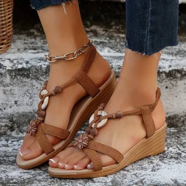 Women's Wide Width Mid-Heel Wedge Sandals