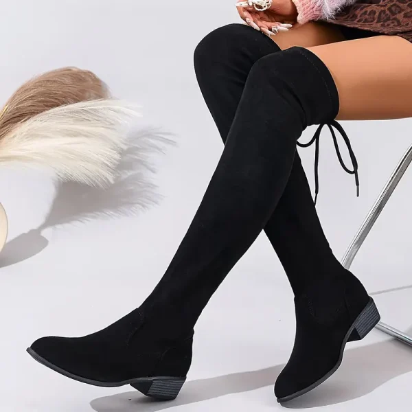 Women's Retro Black Cover Over-the-Knee Boots