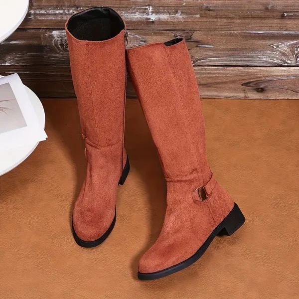 Women'S Soft Faux Cover Mid-Calf Boots with Thick Rubber Sole