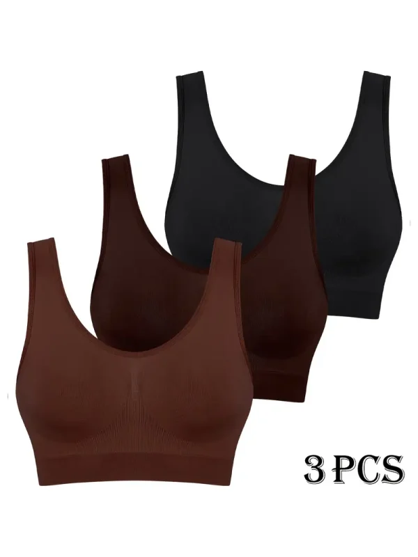 3pcs Women's Seamless High-Impact Sports Bras